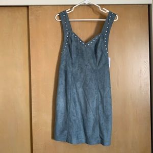 blueish grey faux suede dress
